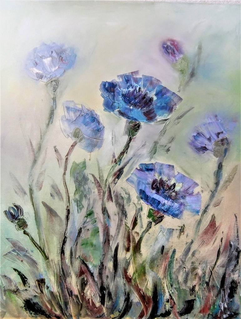 Original Art Deco Floral Painting by Gineta Mihaescu Solca