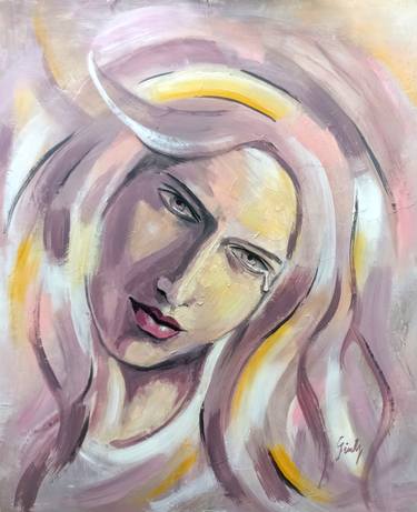 Original Abstract Expressionism Portrait Paintings by Gineta Mihaescu Solca