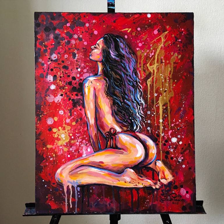 Original Figurative Erotic Painting by Elena Right