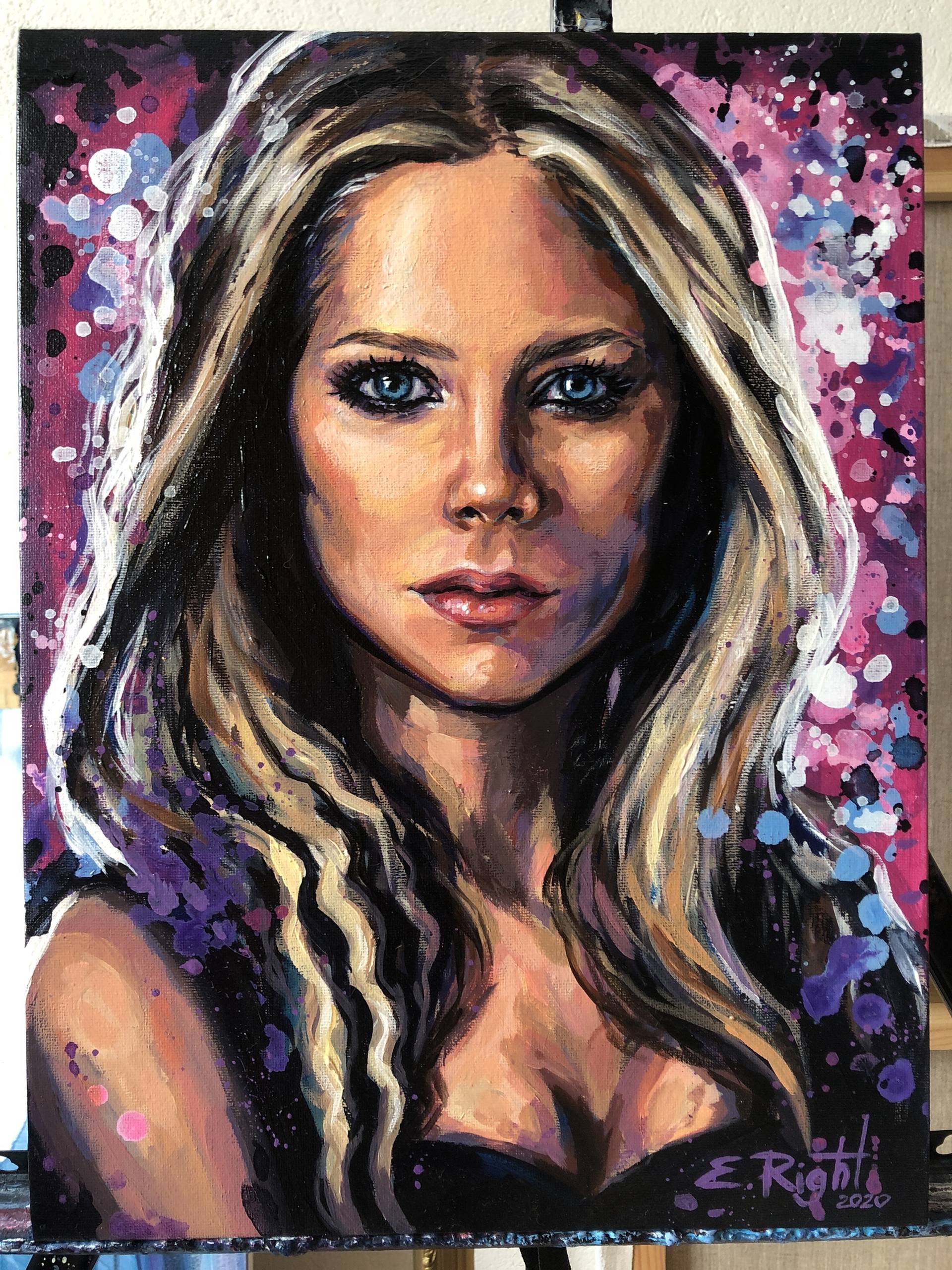 Avril Lavigne portrait of the rock musician Original acrylic painting Rock  2007 Painting by Elena Right | Saatchi Art