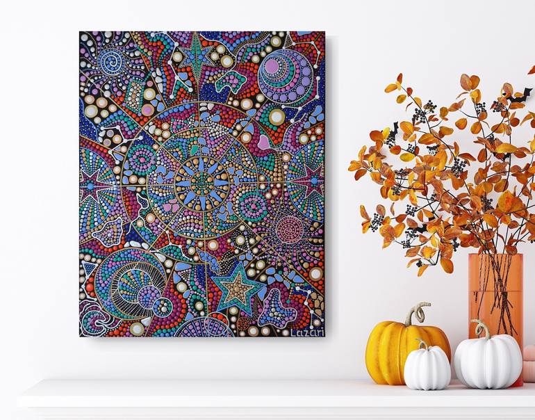 Original Abstract Expressionism Outer Space Painting by Oxana Lazari