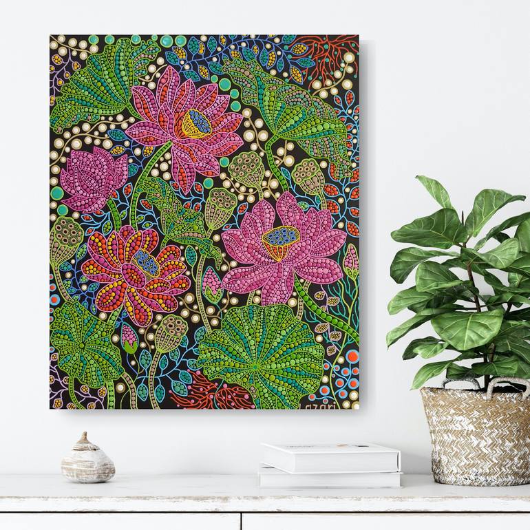 Original Art Nouveau Botanic Painting by Oxana Lazari