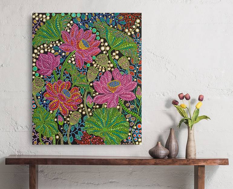 Original Art Nouveau Botanic Painting by Oxana Lazari