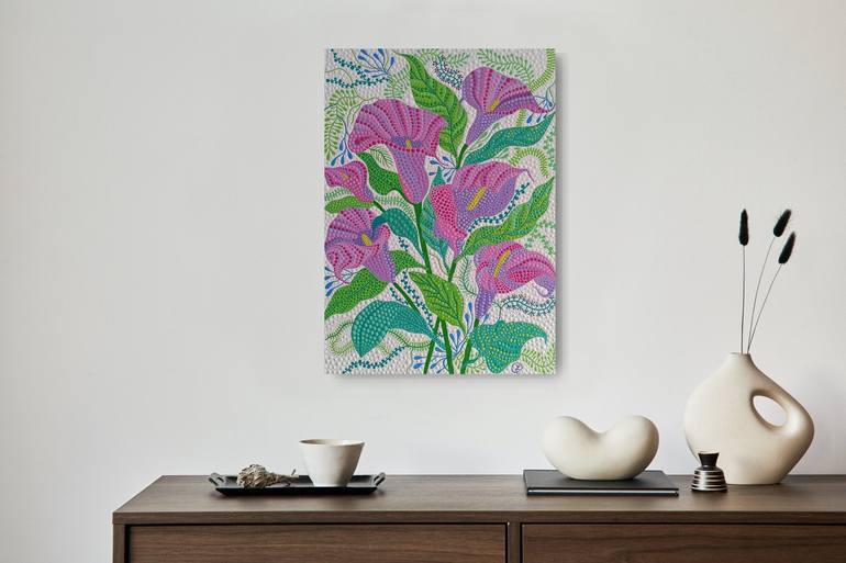 Original Abstract Expressionism Floral Painting by Oxana Lazari