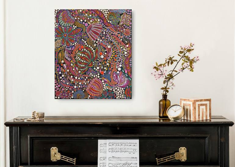 Original Abstract Floral Painting by Oxana Lazari