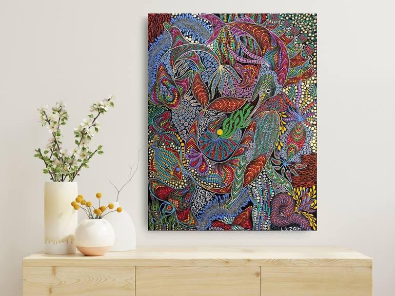 Original Abstract Expressionism Animal Painting by Oxana Lazari