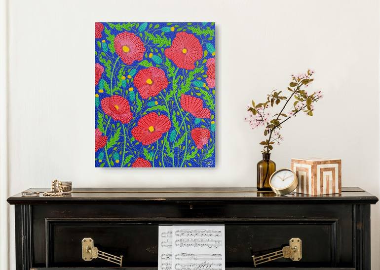 Original Abstract Expressionism Floral Painting by Oxana Lazari