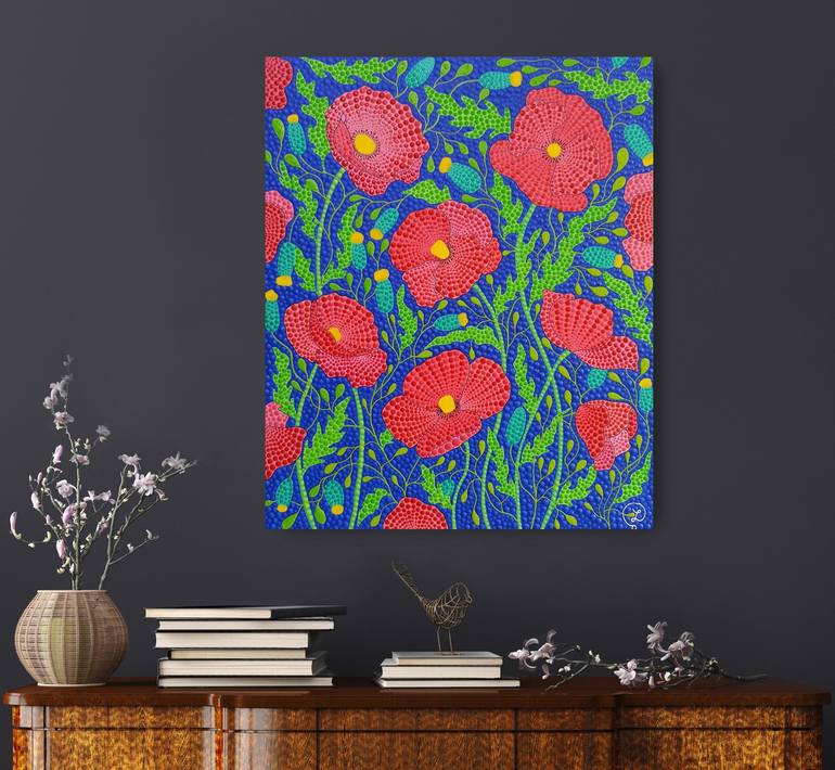 Original Abstract Expressionism Floral Painting by Oxana Lazari