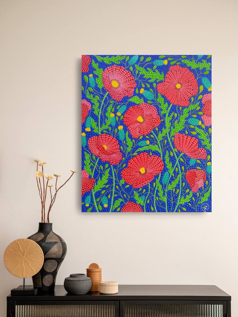 Original Abstract Expressionism Floral Painting by Oxana Lazari