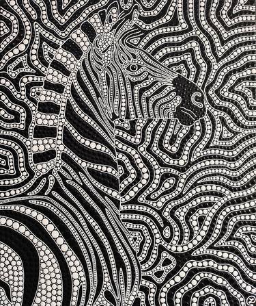 Original Black & White Abstract Painting by Oxana Lazari