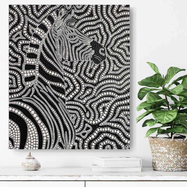 Original Black & White Abstract Painting by Oxana Lazari