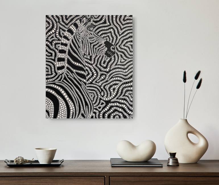 Original Black & White Abstract Painting by Oxana Lazari
