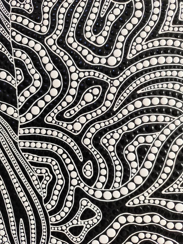 Original Black & White Abstract Painting by Oxana Lazari