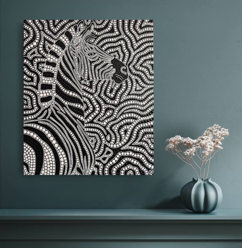 Original Black & White Abstract Painting by Oxana Lazari