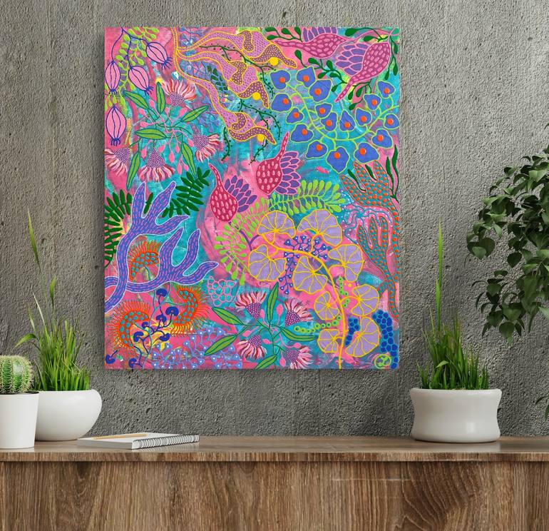 Original Abstract Botanic Painting by Oxana Lazari