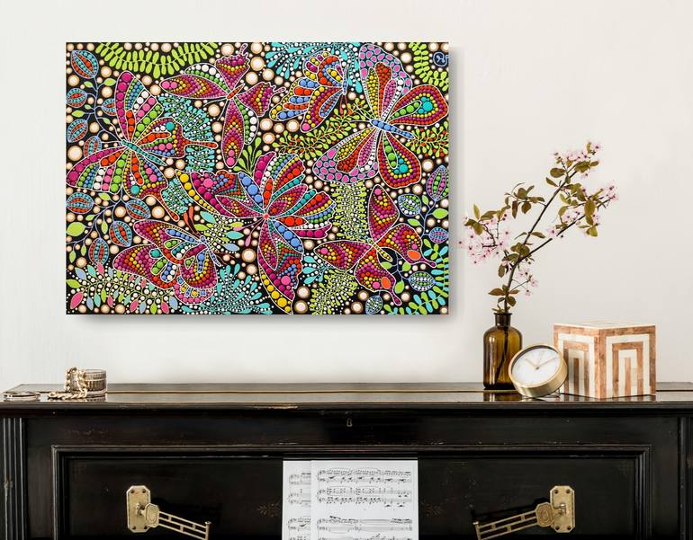 Original Abstract Botanic Painting by Oxana Lazari
