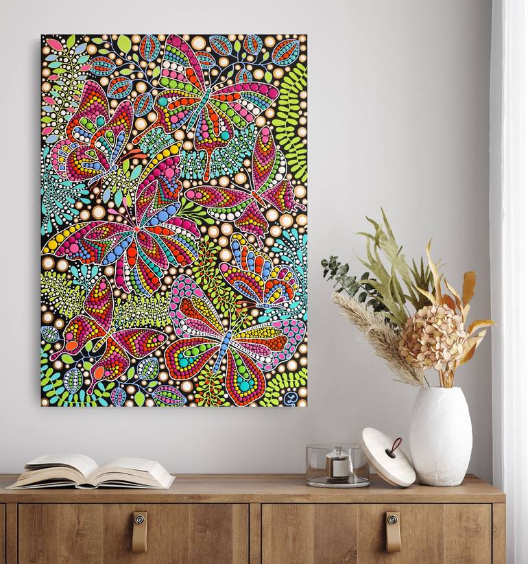 Original Abstract Botanic Painting by Oxana Lazari