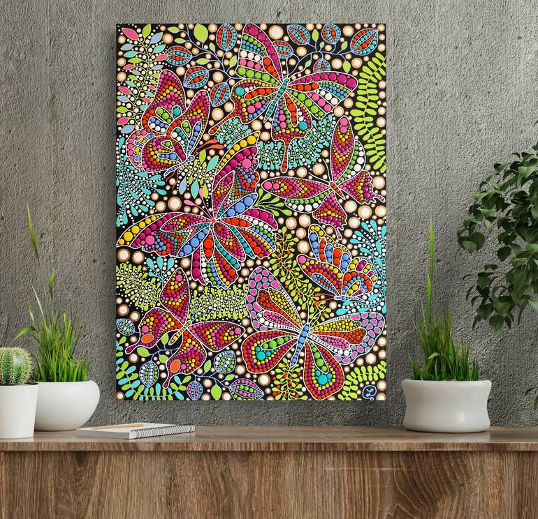 Original Abstract Botanic Painting by Oxana Lazari
