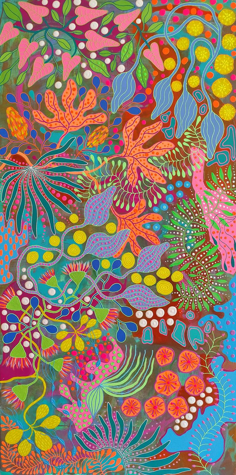 Original Abstract Floral Painting by Oxana Lazari