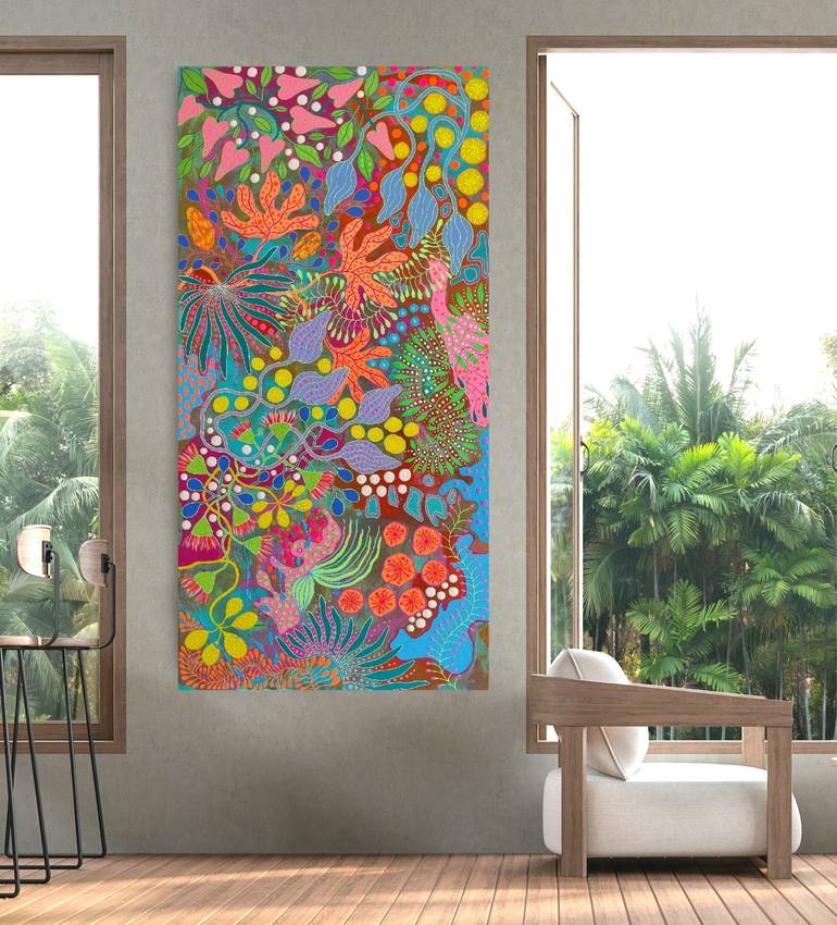 Original Abstract Floral Painting by Oxana Lazari