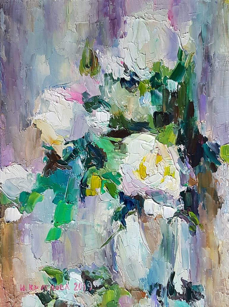 White roses Painting by Irina Kruglova | Saatchi Art