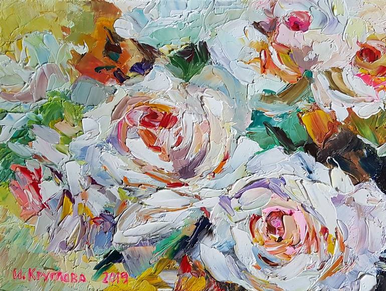 White roses Painting by Irina Kruglova | Saatchi Art
