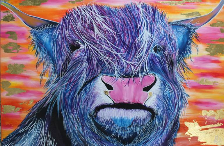 Funky Cow Painting By Hannah Davies Saatchi Art