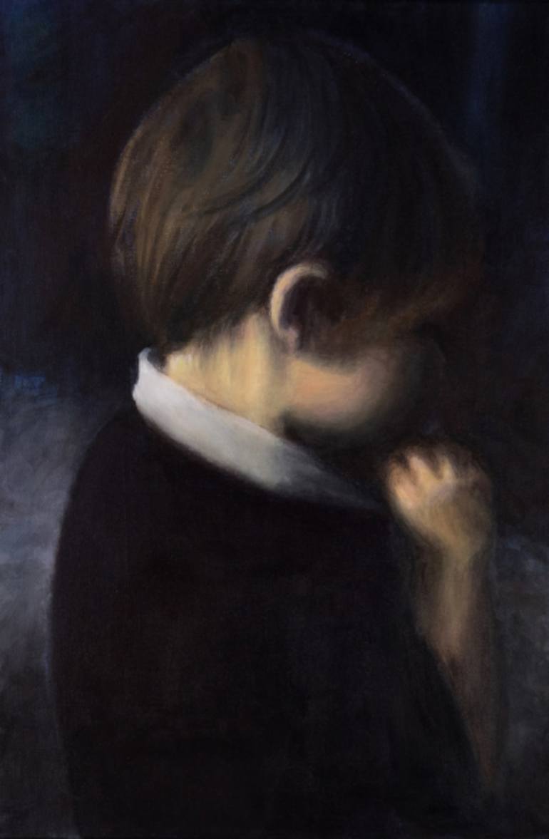 Original Children Painting by Gerda Van Damme | Realism Art on Canvas | The way we were, Tourinnes-la-Grosse, 2007