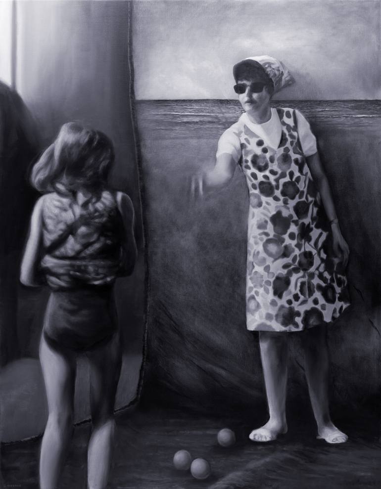Original Figurative Beach Paintings by Gerda Van Damme