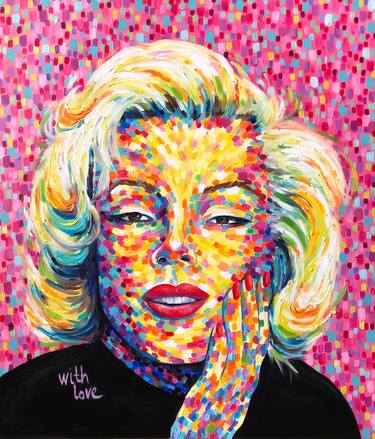 With love, Marilyn - modern colorful portrait of Marilyn Monroe in pointillism style thumb