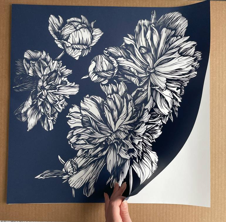 Original Fine Art Floral Collage by Iryna Artus