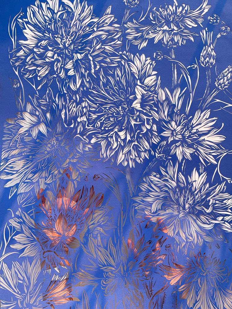 Original Contemporary Floral Collage by Iryna Artus