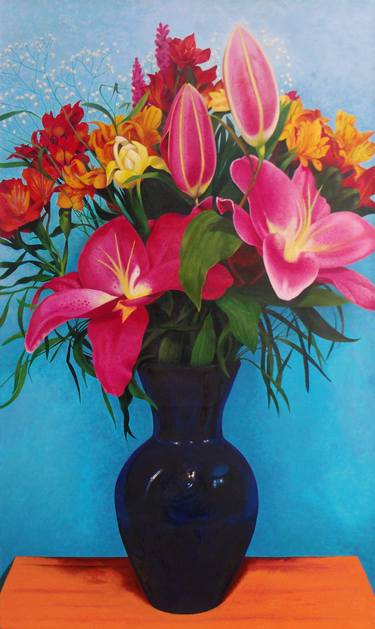 Lilies in a Blue Vase thumb