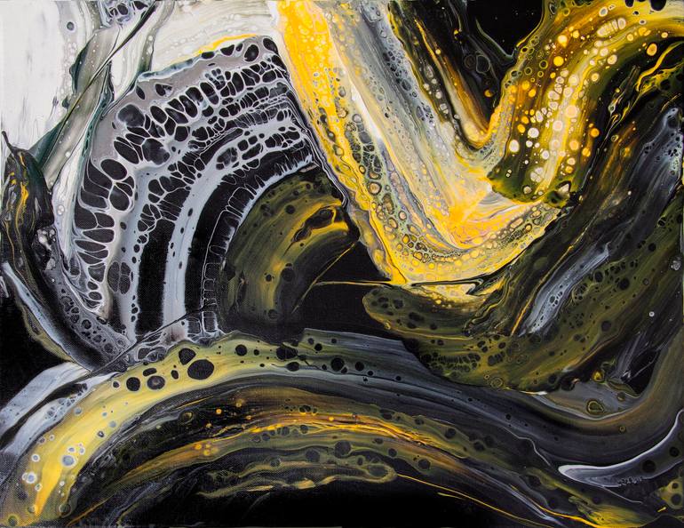 Yellow and black abstraction. Painting by Svetlana Saratova | Saatchi Art