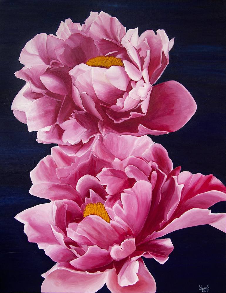 Magenta Peonies | original acrylic painting | 6” x 6” | flower popular decor | peony painting on canvas