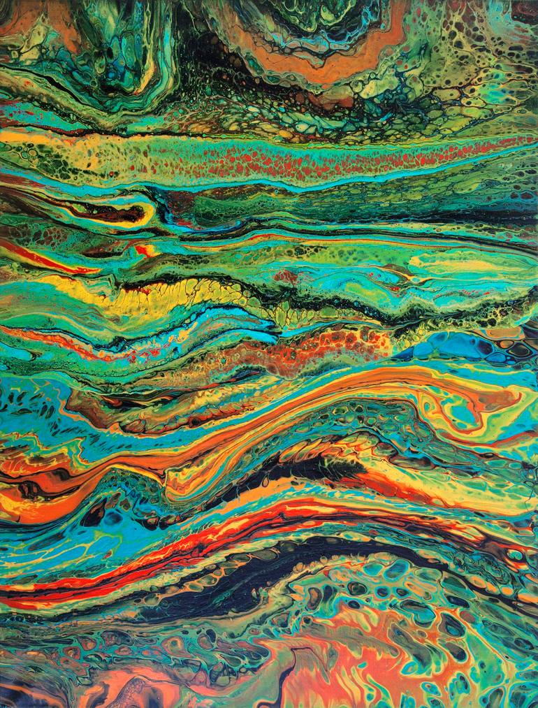 Original Abstract Painting by Svetlana Saratova | Abstract Art on Canvas | Sea wave and sun