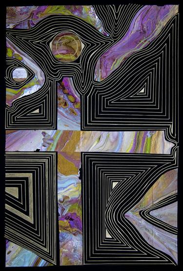 Metamorphosis, golden lines. Collage. 2 thumb