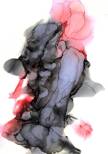 Black and red abstraction. Alcohol ink thumb