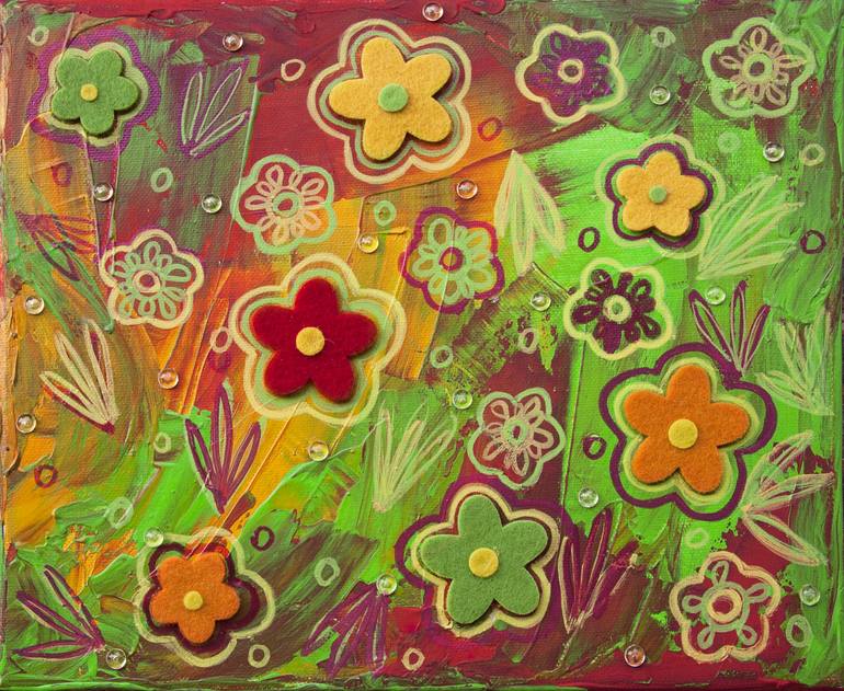Original Abstract Painting by Svetlana Saratova | Abstract Art on Canvas | Red field field of flowers