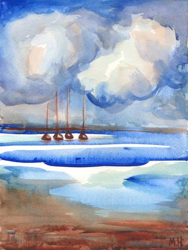 Print of Sailboat Paintings by Maryna Novohorodska