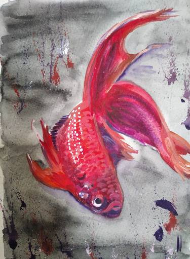 Print of Fine Art Fish Paintings by Tetiana Kyrychenko
