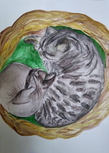 Print of Fine Art Cats Paintings by Tetiana Kyrychenko