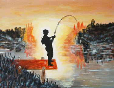 Fishing at sunset thumb