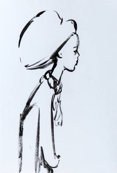 Original Expressionism Women Drawings by NAT DIF