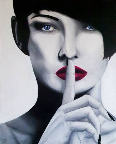 Improper Silence (Hand-painted oil painting on canvas) thumb