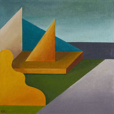 Original Cubism Landscape Paintings by Rogelio Crisóstomo