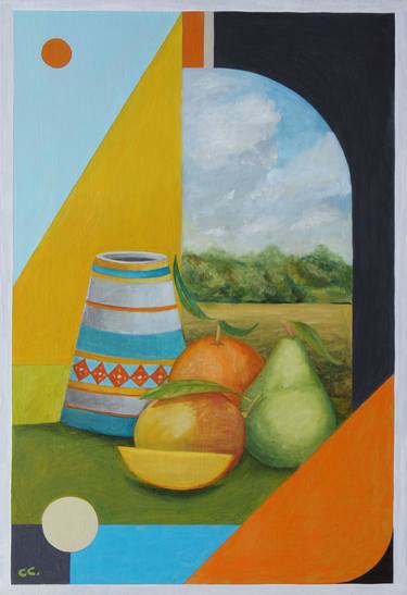 Original Cubism Geometric Paintings by Rogelio Crisóstomo