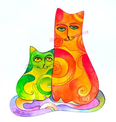 Original Illustration Cats Installation by Marina Demaris