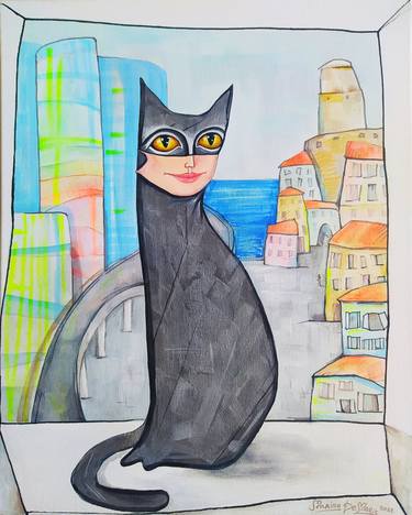 Print of Modern Cats Paintings by Marina Demaris