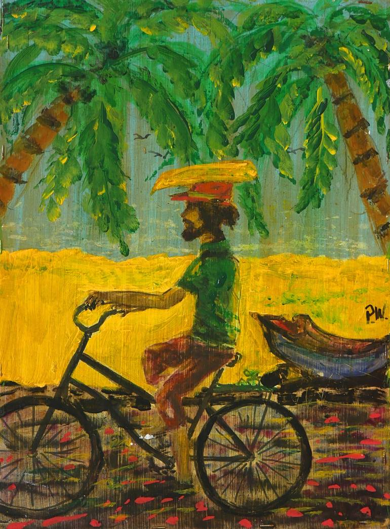 Costa Rica Boat Hat Man Painting by Peter Wright